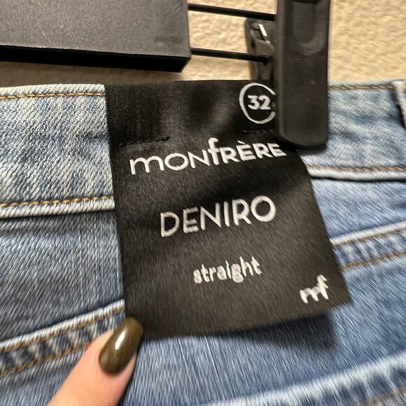 Monfrere Men's Deniro Straight Jeans Denim Cotton Mid-Rise Medium Wash Size 32 - Picture 9 of 10